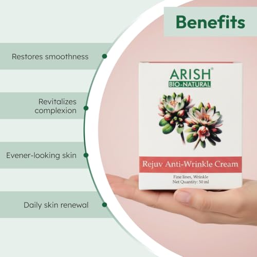 Image of ARISH BIO-NATURAL Rejuv Anti Wrinkle Cream for Wrinkles, Hydrating & Anti-Aging, Reduces Dark Spots & Fine Lines, Alcohol Free, 50 ml