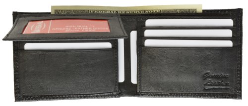 MARSHAL Crocodile Print Cowhide Leather Bifold Wallet with Flip Id window & Credit card Slots2