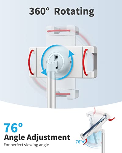 Saiji Tablet Stand Holder, Height Adjustable, 360 Degree Rotating, Aluminum Alloy Cradle Mount Dock For 4.7"-12.9" Screen Iphone Samsung, Ipad, Kindle, Ebook Reader (Silver) #TOP5