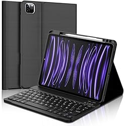 Teclado Ipad Pro 11 3 Generacion FOGARI Teclado Funda para iPad Pro 11(4ª/3ª/2ª/1ª Gen),iPad Air 5 2022, iPad Air 4 10.9'', Estuche Portátil Delgado con Portalápices, Español Teclado Recargable Desmontable Inalámbrico, Negro