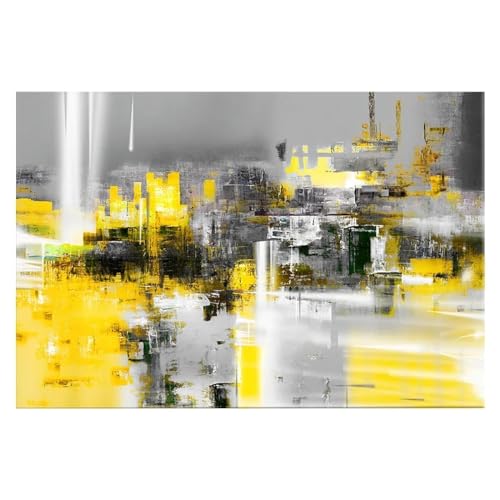 Affiches et impressions sur toile moderne jaune 80x120cm encadrée salon