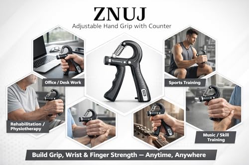Image of Professional Hand Grip Strengthener with Counter, Adjustable Resistance 5 to 60kg, Grip Strength Trainer for Muscle Building, Forearm Exerciser Adjustable Hand Grip with Counter (Z - Black)