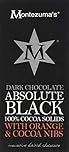 Montezuma's Absolute Black 100 Percent Cocoa Nibs and Orange Bar, 100 g, Pack of 6