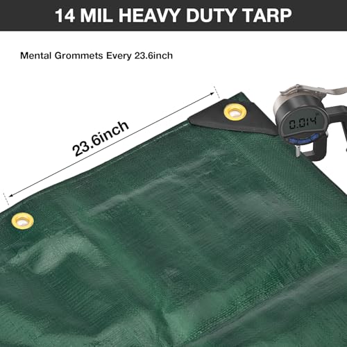 Image of Pattiumo Tarp Waterproof 10 X 10 FT 14 Mil Heavy Duty Tarp Multipurpose Tarps Heavy Duty Waterproof Protective Cover UV All Weather Resistant for Shelter Camping, Green /Brown