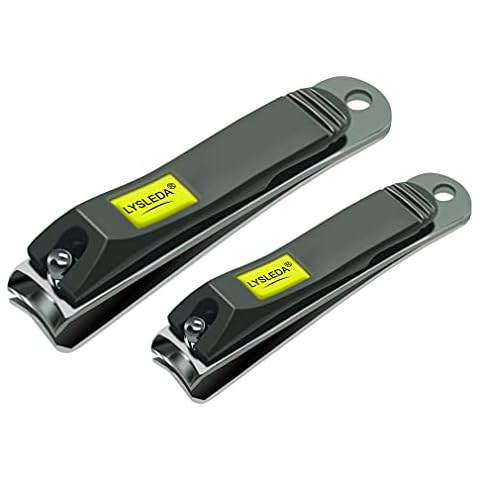 LYSLEDA 2 Pack Nail Clipper Set, Sharp Toenail Fingernail Cutter Trimmer for Men and Women, Professional Pedicure and Manicure Set with Metal Case Cover