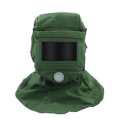 DIRBAK Sand Blasting Hood Cap, Multi Panel Visor Neck Cover, High Density Fabric Shawl with Adjustable Fit, Industrial Abrasion Guarding for Metalwork
