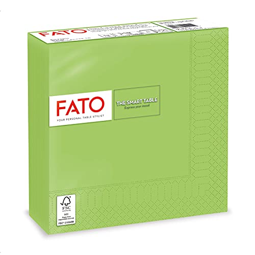 Fato, Guardanapos de papel descartáveis, ideais para almoços informais e bufets, embalagem de 50 guardanapos, tamanho 33 x 33, dobrados em 4, 2 camadas, cor verde maçã, 100% puro papel de celulose