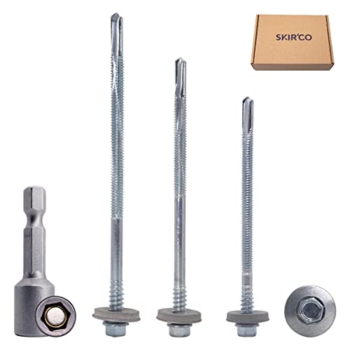 SKIR'CO (60 pcs) Self Drilling 5.5 x 120 mm Zinc Plated Screws with EPDM Washers for Sandwich Panels, Hex Head - Image 2