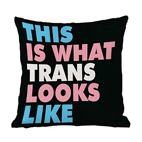 This Is What Trans Looks Like Bisexual Throw Pillow Cover Romantic Pillow Case Rainbow Pride Gay Lesbian Same Sex Lgbtq Cushion Cover Square Decortaive Pillowcase Decor For Couch Sofa Bed Car 20X20In #TOP24