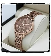 STYLEDOSE Women's Luxury Black Analog Watch – Rose Gold Roman Numerals with Stylish Metal Chain S...