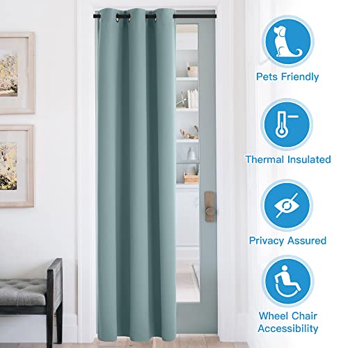 Image of RYB HOME Temporary Doorway Curtains Blackout Privacy Room Divider Curtains Portable Drapes for Closet Wall Panel for Bedroom Living Room Dining Basement Window, W 60 x L 84 inches, Dusty Blue