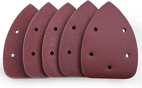 TACKLIFE 50Pcs Mouse Detail Sander Sandpaper 40/60/80/100/240 Grits Hook and Loop Assorted Sanding Paper - ASD2A