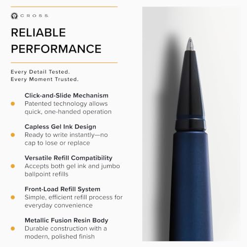 Image of Cross Edge Matte Blue Lacquer Gel Rollerball Pen - Refillable, Medium Point, Black Ink, Premium Box