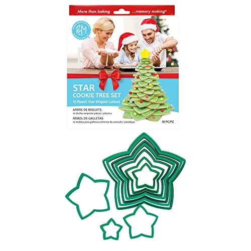 R&M International Star Tree Cookie Cutters to Make 3D Tree, 10-Piece Plastic Set