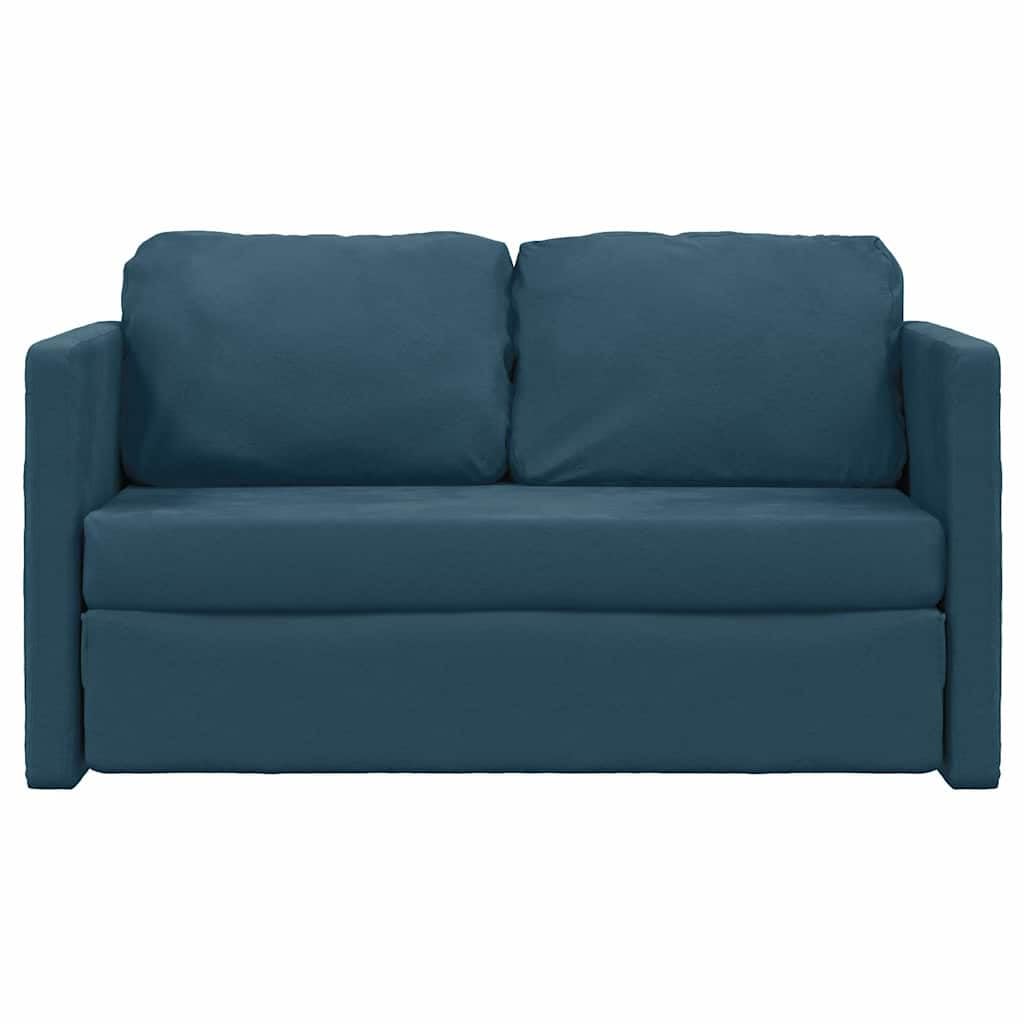 Sofá de suelo azul con función de dormir 122 x 204 x 55 cm terciopelo 2 en 1 sofá cama con espacio de almacenamiento, cojines, reposabrazos para salón, habitación de invitados, oficina y