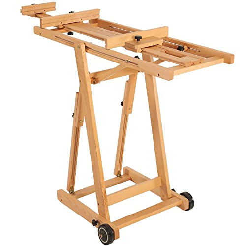 Meeden Versatile Studio H-Frame Easel - All Media Adjustable Beech Wood Studio Easel, Painting Floor Easel Stand, Movable And Tilting Flat Available, Holds Canvas Art Up To 77" #TOP5