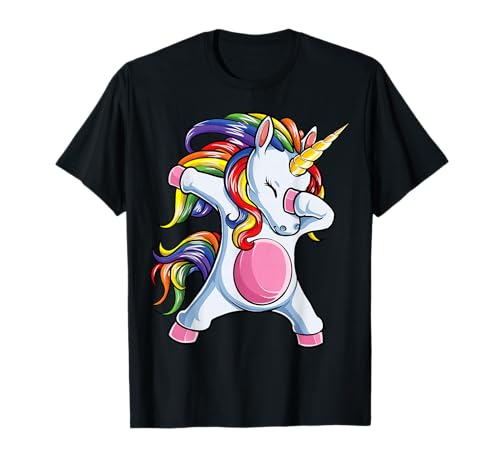 Dabbing Unicorn T shirt Girls Kids Women Rainbow Unicorns T-Shirt