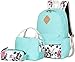 Bluboon Teens Backpack Set Canvas Girls School Backpack Lunch Box Pencil Bags Student Bookbags 3 in 1 (Water Blue-14)