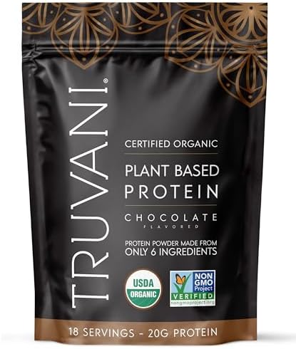 Truvani Organic Vegan Protein Powder | Chocolate | 20g Plant Base...