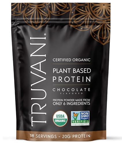 Image of Truvani Organic Vegan Protein Powder | Chocolate | 20g Plant Based Pea Protein | 18 Servings | Keto | Gluten & Dairy Free | Low Carb | No Added Sugar