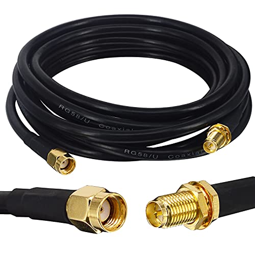 Boobrie Cable Coaxial RG58 Mejorado RP SMA Macho a Hembra   Antena WiFi Cable de Extensión para Tarjeta de Red PCIE Inalámbrica, Adaptador Wi Fi USB y Enrutador (3M)