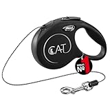 flexi® CAT Seil 3 m schwarz, Roll-Leine für Katzen bis 8 kg