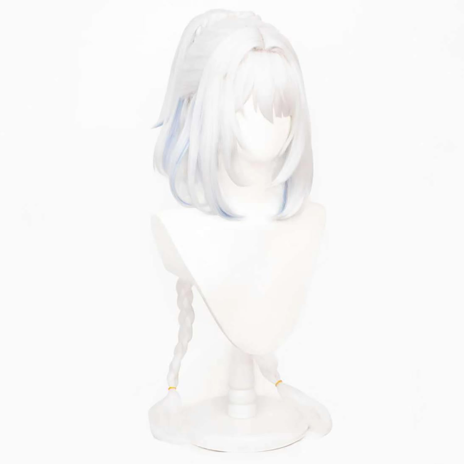White Mix Blue Long Straight Hair with Braids Bangs Heat Resistant Synthetic Costume Hairs for Adult Women Halloween Cos Anime Party Replacement Wigs - Image 4