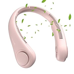 JISULIFE Neck Fan, Personal Wearable Fan, Portable Bladeless Fan, 3 Speeds Rechargeable, Battery Operated Neck Fan for Men Women 2022 Version-Pink