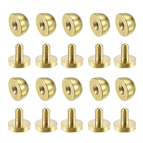 uxcell 10x6mm Round Studs Rivet Purse Handbag Feet Spike Brass Leather Craft Screw Back Rivets DIY 10 Sets