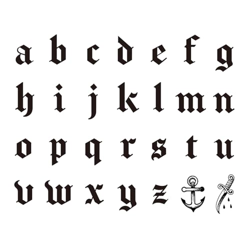 WEEKINK Gothic Lowercase Letter Temporary Tattoos – Custom Old English Font Name Fake Tattoos for Adults, DIY Black Ink Alphabet for Hand, Neck, Knuckles & Arm, Realistic & Long-Lasting for 2 Weeks