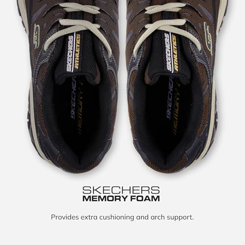 Skechers Men's Afterburn M. Fit Fashion Sneakers – Leather Upper, Memory Foam Insole, Rubber Outsole, 11 X-Wide