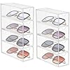 Vowcarol 2 Pack Sunglass Storage Box 4 Layers, Acrylic Eyeglass Organizer, Art Craft and Make-up Storage Drawer