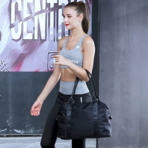 Forestfish Duffle Tote Bag Weekender Bags For Women Travel With Trolley Sleeve, Black #TOP3