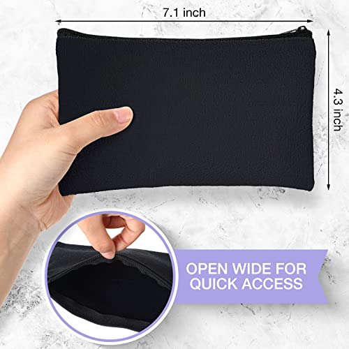 Image of Frienda 50 Pcs Canvas Zipper Pouch Bulk Gift Small Blank Pouch Makeup Bag Cosmetic Toiletry Bag Appreciation Gift for DIY Craft Projects Employee Coworkers Staff Team(Black)