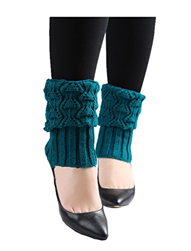 Image of uxcell Women's Knitted Design Solid Warm Thick Knee High Length Ribbed Leg Warmers