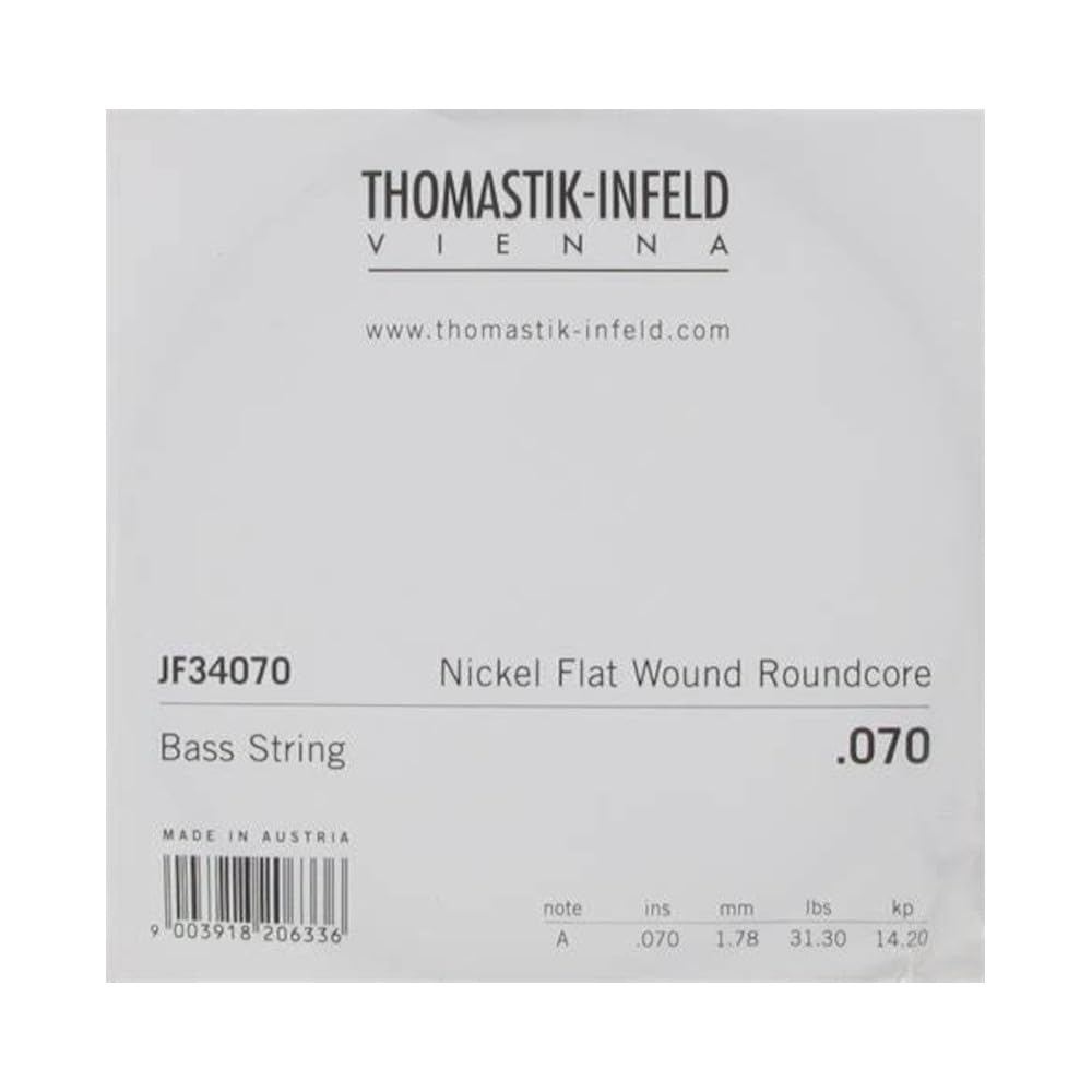 Thomastik-Infeld JF34070 Bass Guitar Strings: Jazz Flat Wounds Nickel Flat Wound; Round Steel Core - Single A String