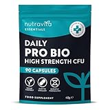 Probiotics for Gut Health - 90 Vegan Capsules (Not Tablets) for Bloating Relief - Supplements for Men & Women - Bio Cultures Complex with Lactobacillus Acidophilus - Nutravita