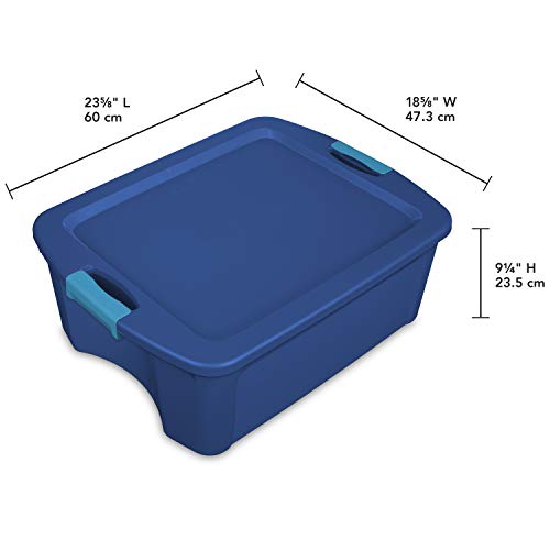 Sterilite 14467406 18 Gallon/68 Liter Latch And Carry, True Blue Lid And Base With Blue Aquarium Latches, 6-Pack #TOP1