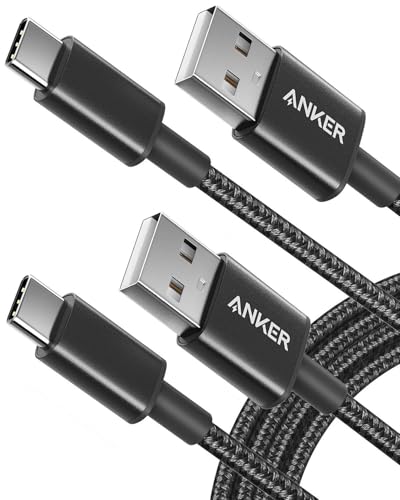 Anker USB-C/USB- A Kabel [2 Stück] 1,8 m Nylon Type C Ladekabel für Samsung Galaxy S10 S9 S8 Plus,Note 9 8,LG G5 G6 V20,HTC 10 U11, Huawei Honor, P20 Lite P10 P9, Mate9 10 usw (Schwarz)