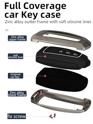 Image of Metal Striped Key Cover and Key Chain Compatible for Mercedes Benz C E M S CLS CLK GLK GLC G Class Car 3 Button Smart Key I Stylish Look I Full Protection