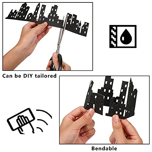 4 Pieces City Cake Border Decoration Toppers Stick On Or Lay On Building Images Lighted City Backdrop For Cakes Wrap Desserts Birthday Party Decorating Supplies #TOP2