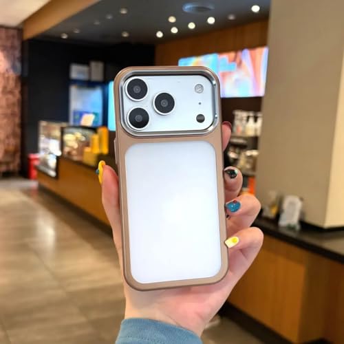 Coque transparente pour iPhone 17 rigide antichoc avec cadre plaqué or et métal