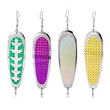 Penitue 4pcs Teardrop Fishing Dodgers Trolling Flashers, 14cm/5.5 Inch Reflective Salmon Flashers Metal Dodger Fishing Lures for Lake Trout Halibut Deep Water Trolling Accessories