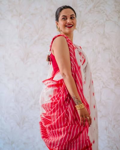 Image of Flosive Women's Woven Cotton Silk Saree With Unstitched Blouse Piece
