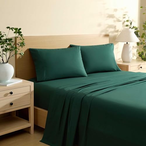 Nautica - Twin XL Bed Sheets, Lightweight Cotton Percale Bedding Set with Matching Pillowcase, Crisp & Cool, Dorm Essentials, Oeko-Tex Certified (Bayview Solid Green)