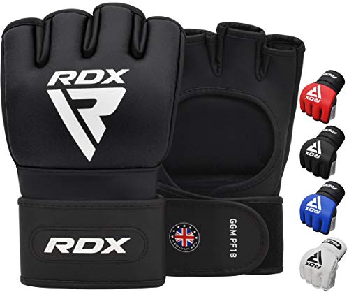 RDX Guantes de lucha MMA para artes marciales y de guarnición de piel abierta de Palm Maya Hide, buenos para combatir jaulas, kickboxing, saco de boxeo Muay Thai entrenamiento y deportes de combate