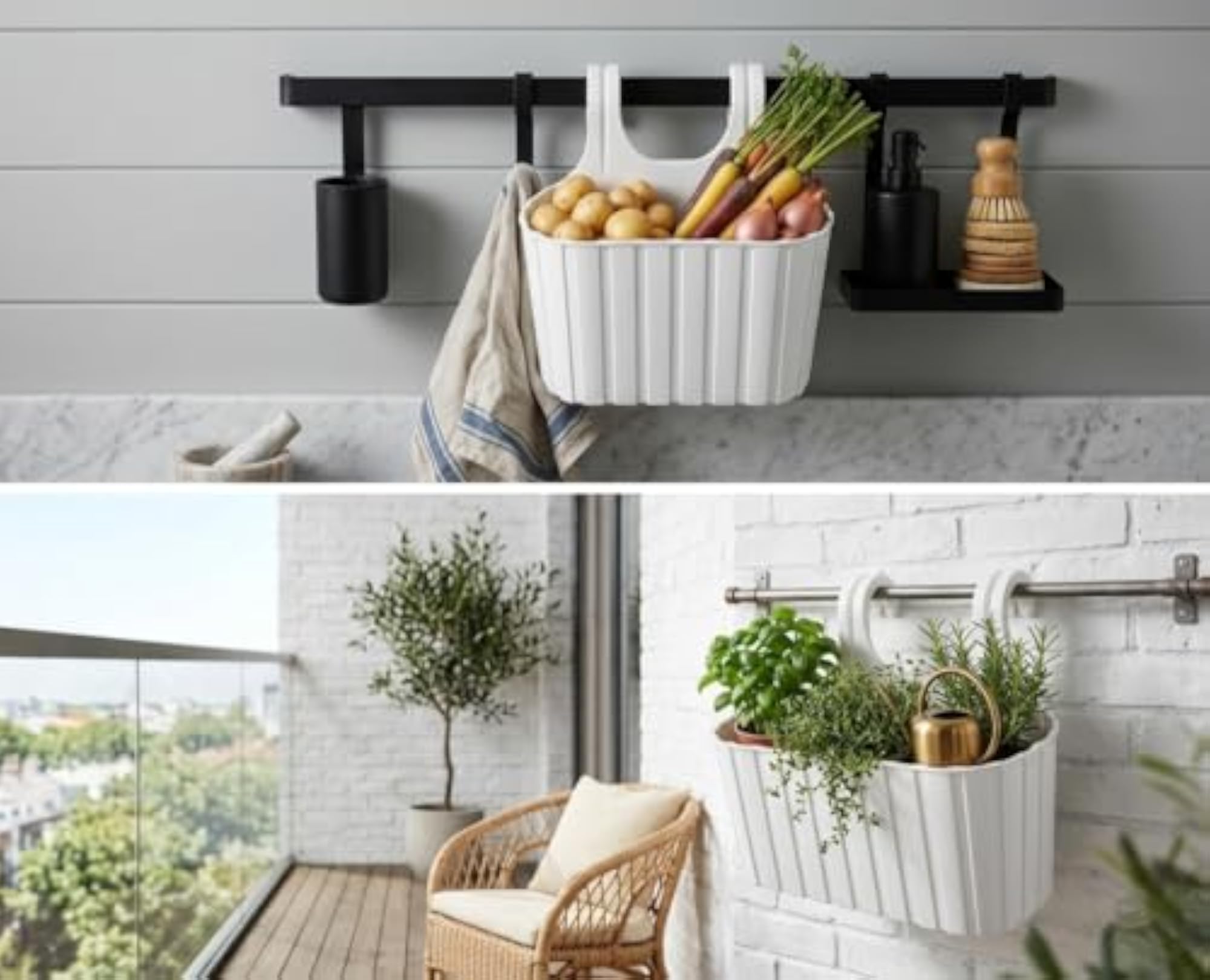 Wall Hanging Plastic Storage Basket with Double Hook