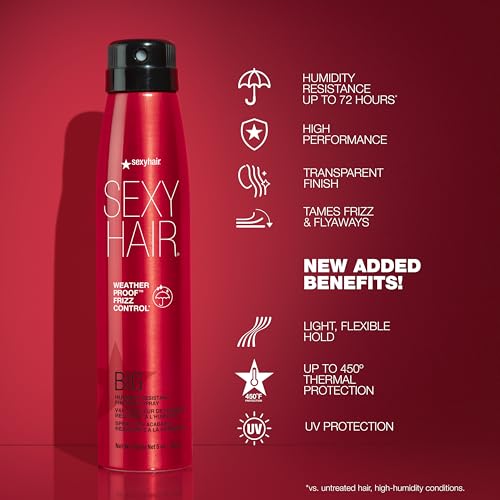 SEXYHAIR Big Weather Proof Frizz Control Finishing Spray, 5 oz | Lightweight | Up to 72 Hour Humidity & Flyaways Resistance | Flexible & Adjustable Hold