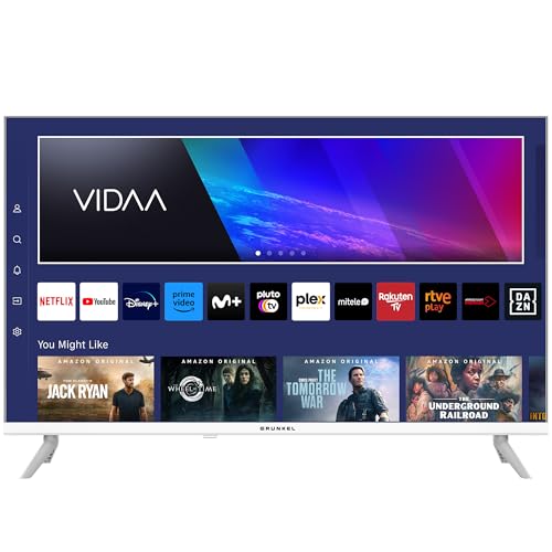 Grunkel - Televisor LED, HD con Sistema Operativo VIDAA, 3 HDMI, 2 USB, Ethernet, TDT HD, Satélite S2 y Grabador USB-PVR (Blanco)