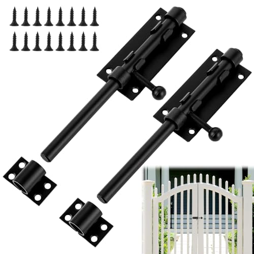 ZOFUN 2 Stück Schwarzer Türriegel aus Edelstahl, Bolzenriegel Riegelschloss Schlossriegel Torriegel Abschließbar 200mm Riegel für Türen, Schiebetore, Badezimmer & Schuppen